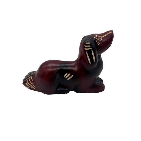 Vintage Labadee Haiti Hand Carved Hardwood Dog Animal Figurine 5.5" Folk Art - Picture 2 of 6